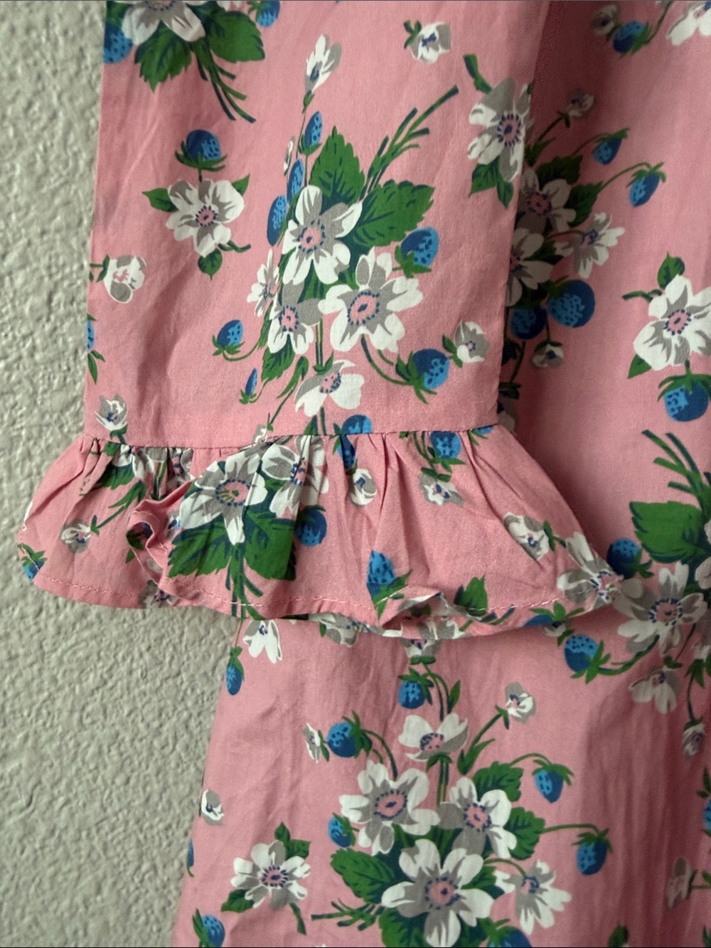 Batsheva Collarless Prairie Mini Dress Pink Lily Floral Cotton Puff Sleeve 18 - Picture 11 of 16